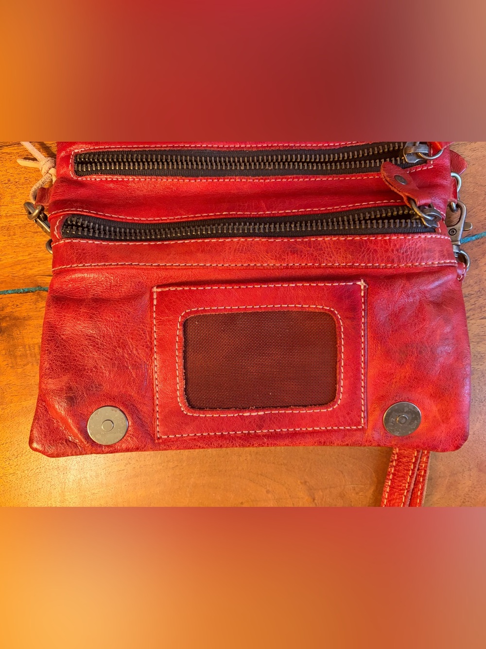BED|STU Red Leather Crossbody with Adjustable Strap or wristlet - Picture 5 of 12